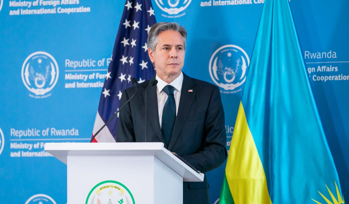 The United States’ State Secretary Antony Blinken during his visit to Rwanda on August 11, 2022. Photo by Olivier Mugwiza