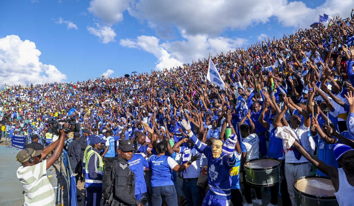 Rayon Sports fans celebrate a victory against APR FC at Huye Stadium. The Blues will face Gasogi United as Rwanda Premier League starts this season. Olivier Mugwiza