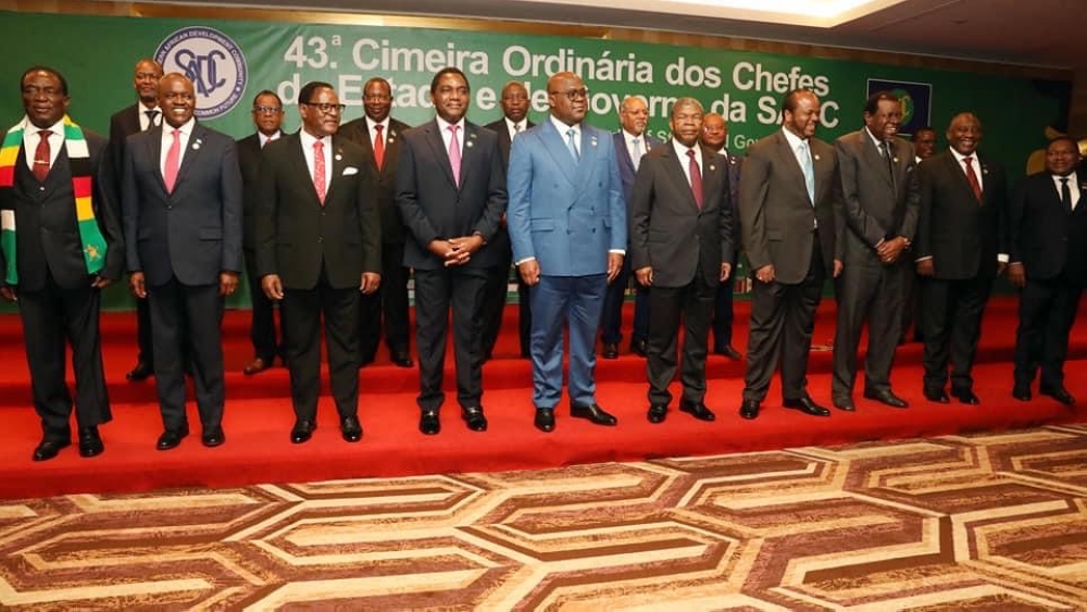 Presidents, heads of state and representatives from 15 countries pose for a photo during the summit of Southern African Development Community (SADC) held in Angola on Thursday, August 17. The leaders endorsed the deployment of a military force to DR Congo to restore peace and security in the country’s troubled eastern region. Courtesy