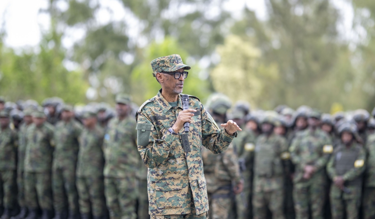 President Paul Kagame interacting with soldiers as He presided over the final field exercise of the Rwanda Defence Force&#039;s Combined Arms Field Training Exercise at the RDF Combat Training Centre, Gabiro on Thursday, August 17, All photos by Village Urugwiro