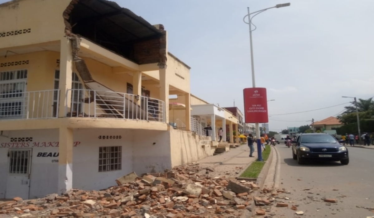 One of houses that were damaged by earthquake in Rubavu in 2021.Nyamagabe, Karongi, Nyamasheke, Rubavu, Rusizi and Rutsiro district have been listed as the districts in highest risk zone with exposure to seismics. File
