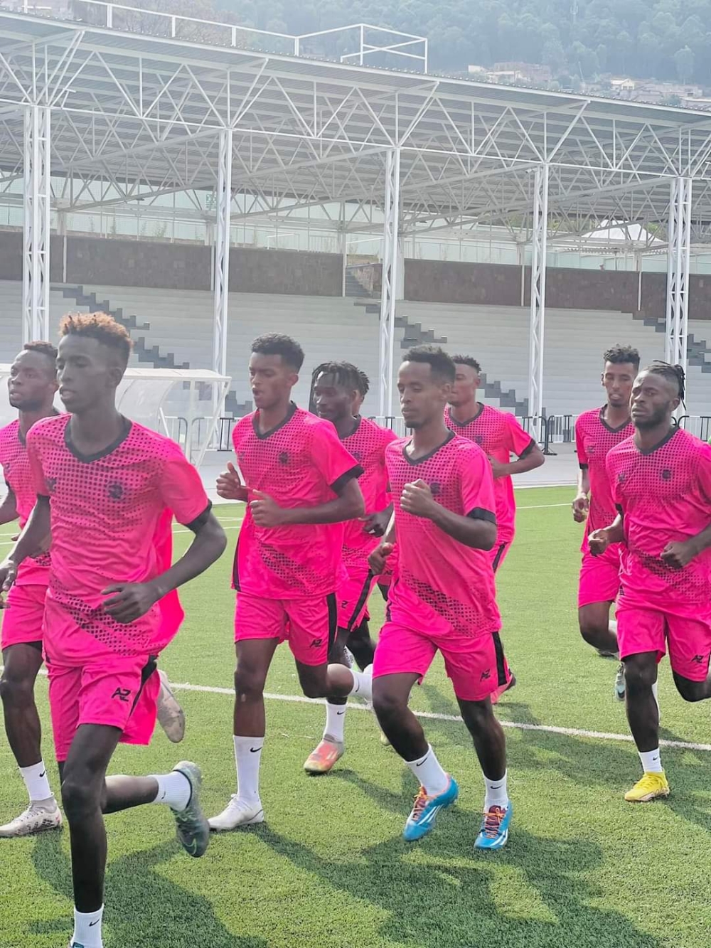 Somalian champions Gaadidka FC at  Kigali Pele Stadium during a a training session on Friday, August 18.