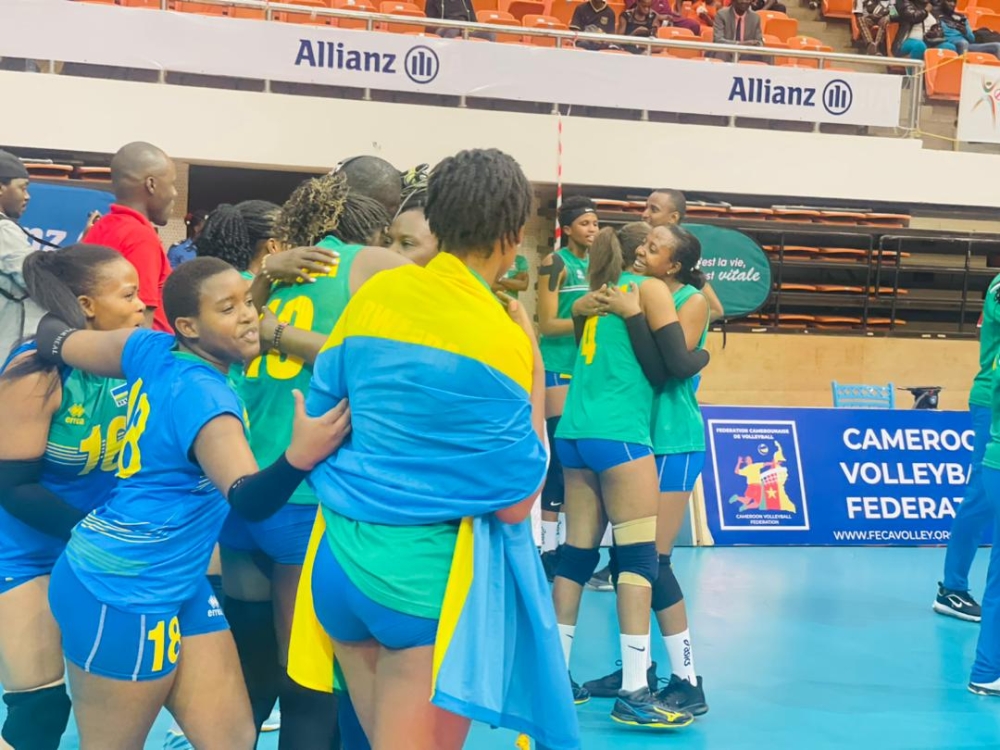 National team players celebrate after beating Algeria and advance to the semifinals of the Women’s African Nations championship on August 22.Courtesy