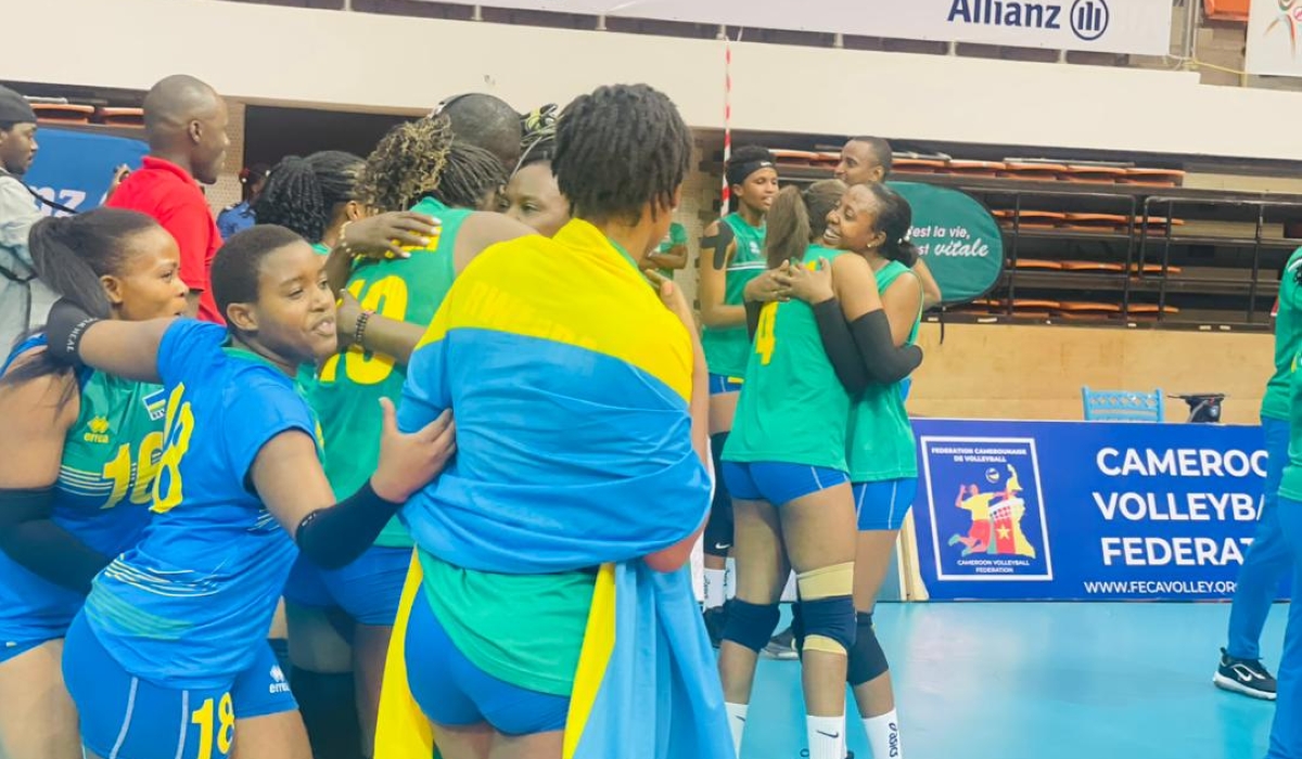 National team players celebrate after beating Algeria and advance to the semifinals of the Women’s African Nations championship on August 22.Courtesy