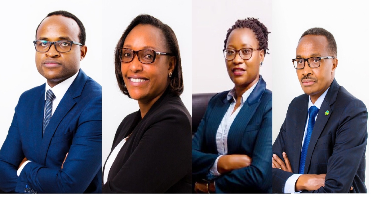 (L-R) Gaspard Twagirayezu, Minister of Education; Valentine Uwamariya, Minister of Gender and Family Promotion; Prof. Jeannette Bayisenge, Minister of Public Service and Labour; and Maj Gen Albert Murasira, the Minister in charge of Emergency Management