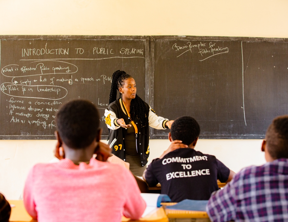 Blessing Mutoni teaching at The Dreamers Academy