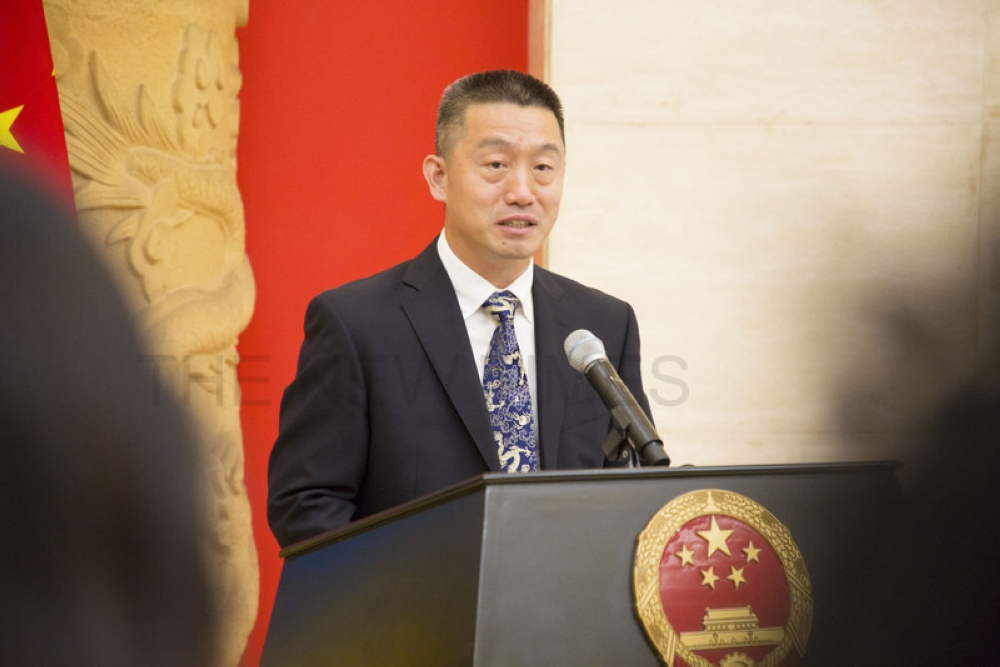 Ambassador Wang Xuekun of China addresses students  during an event that the Chinese embassy in Rwanda organised to bid farewell to the 2023 cohort of Rwandan students bound for Chinese universities