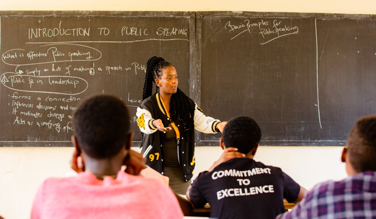 Blessing Mutoni teaching at The Dreamers Academy