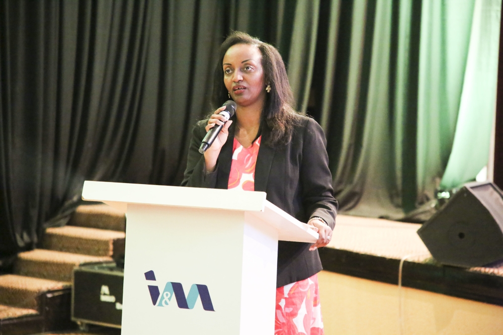 Soraya Hakuziyaremye, the Deputy Governor of the National Bank of Rwanda, delivers remarks during the event on Wednesday