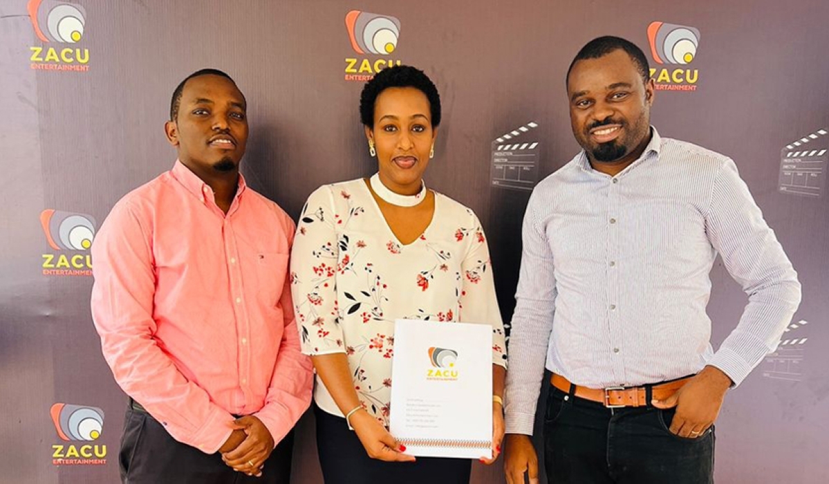 L-R Tom Close, his wife Ange Tricia and Zacu TV Entertainment founder Wilson Misago. Courtesy photos