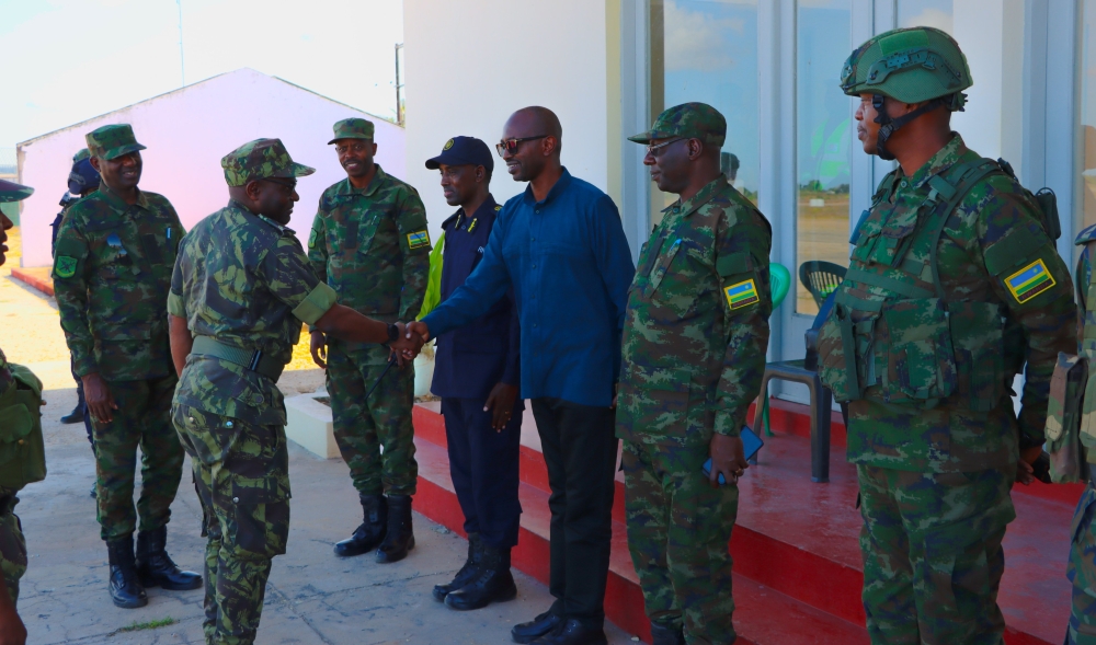 Chief of General Staff of the Mozambican Armed Defence Forces (FADM), Admiral Joaquim Mangrasse  visits Rwanda security forces in Mocimboa da Praia city, in Cabo Delgado province on Friday, August 25.