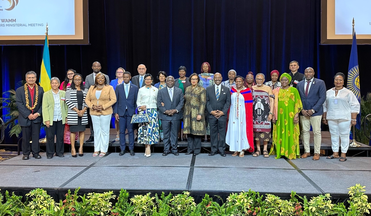 Officials pose for a group photo. This commitment was formalized during a gathering of Women&#039;s Affairs Ministers from Commonwealth member countries, convened in Nassau, Bahamas, from August 21 to 23, 2023.