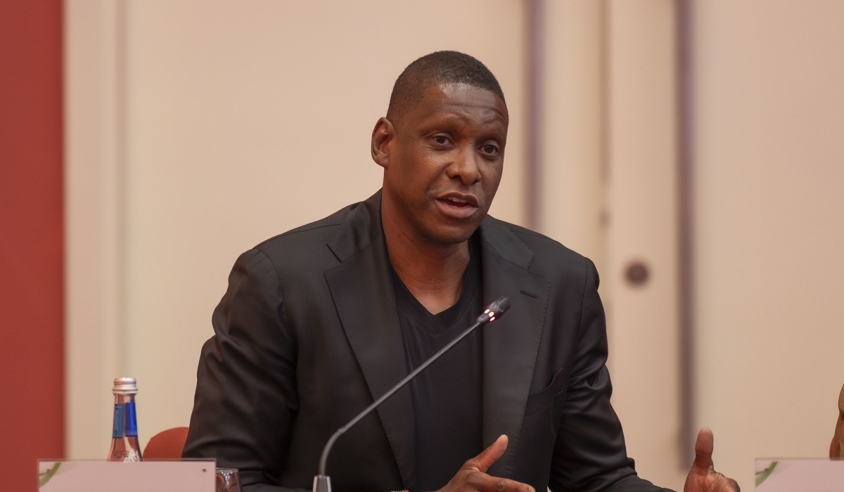 Masai Ujiri, President of the Toronto Raptors and Co-founder of Giants of Africa, speaking on Saturday, August 26 at a side event of the Nigerian Governors’ Executive Leadership Retreat on Saturday, August 26. Village Urugwiro