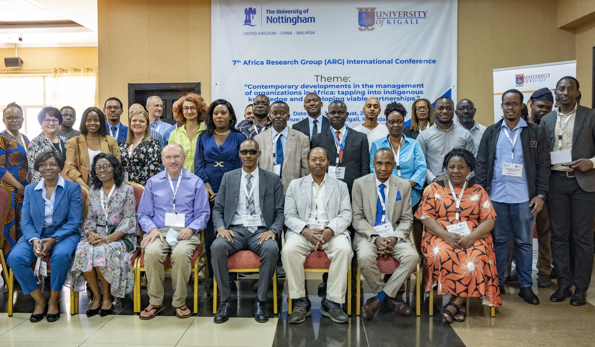 Local and international researchers pose for a photo during the 7th Africa Research Group International Conference held in Kigali from August 27 to August 29. All PHOTOS BY EMMANUEL DUSHIMIMANA