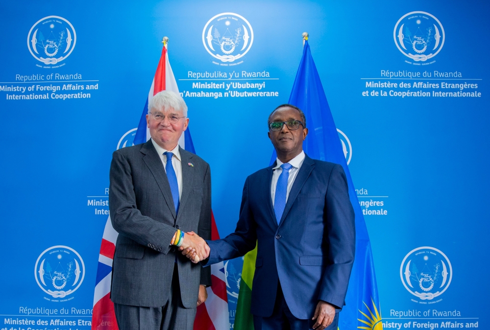 Minister of Foreign Affairs Dr Vincent Biruta meets Andrew Mitchell, the UK’s Minister of State for Development and Africa, during his visit to Rwanda that starts on Thursday, August 31. Courtesy