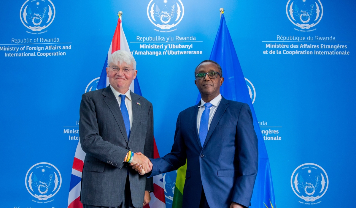 Minister of Foreign Affairs Dr Vincent Biruta meets Andrew Mitchell, the UK’s Minister of State for Development and Africa, during his visit to Rwanda that starts on Thursday, August 31. Courtesy