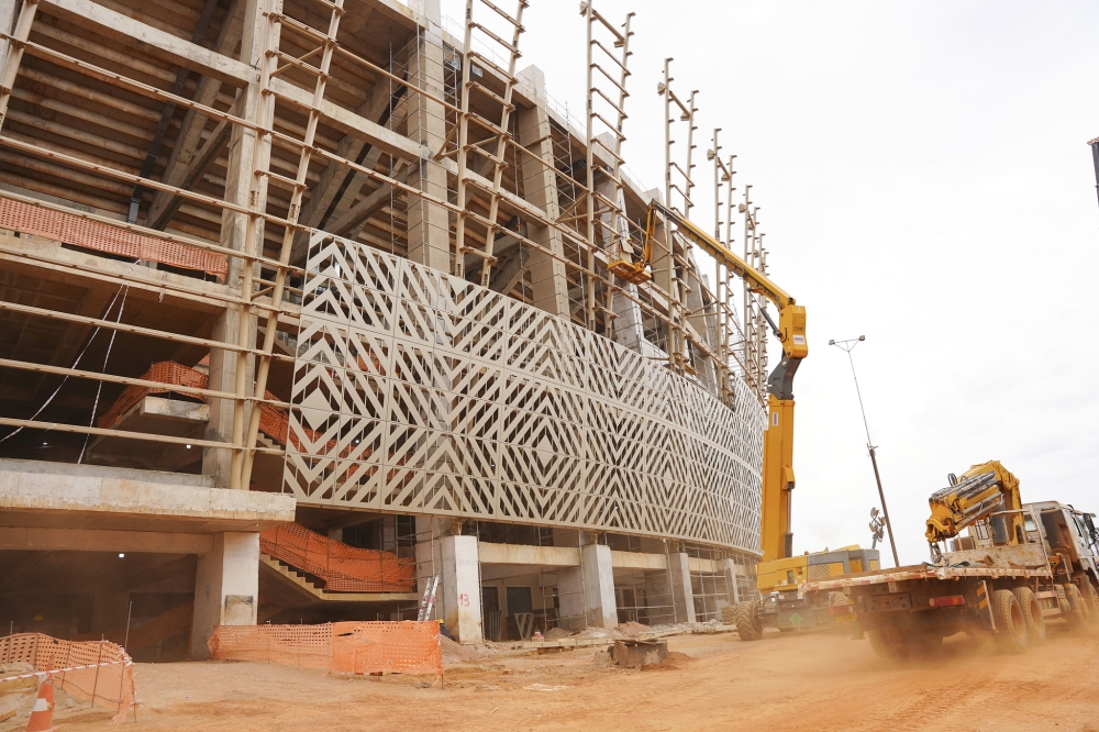 Ongoing costruction activities to revamp Amahoro Stadium. Photo by Emmanuel Dushimimana