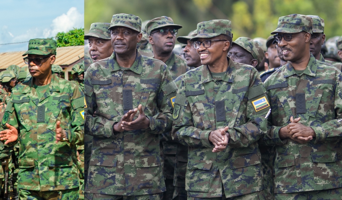 (L-R) Gen James Kabarebe, Gen Fred Ibingira, Maj Gen Albert Murasira and Lt Gen Charles Kayonga are among 12 RDF generals whose retirement was approved by President Paul Kagame on August 30. Courtesy
