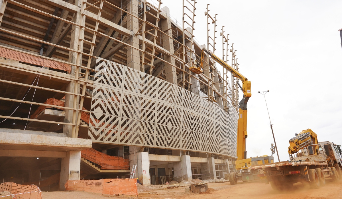 Ongoing costruction activities to revamp Amahoro Stadium. Photo by Emmanuel Dushimimana