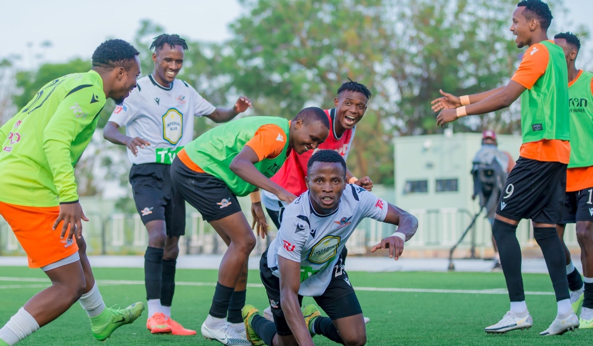Gasogi FC players celebrate as they shock AS Kigali with a 2-1 victory at Kigali Pele Stadium. Courtesy