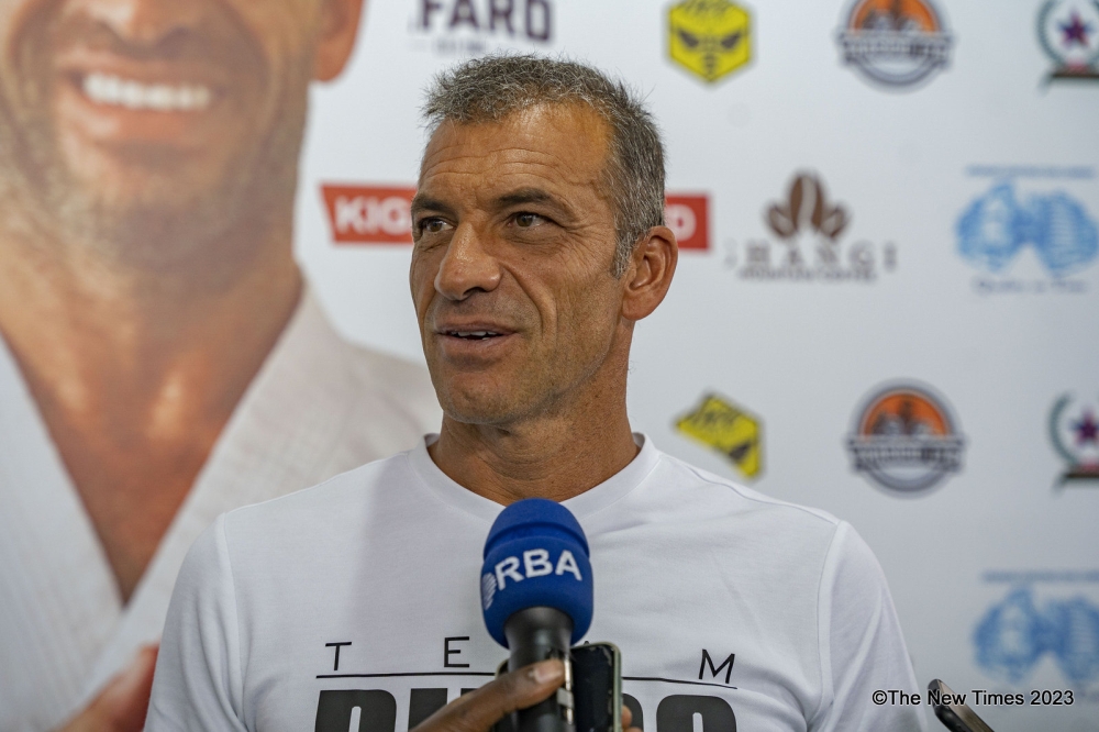 Renowned French Karateka Christophe Pinna during an interview at his second technical seminar in Kigali on September 2. Courtesy