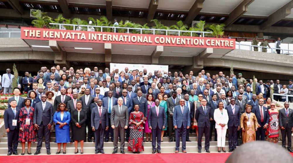 Officials pose for a group photo during the inaugural Africa Climate Summit in Kenya on Monday, September 4, 2023.