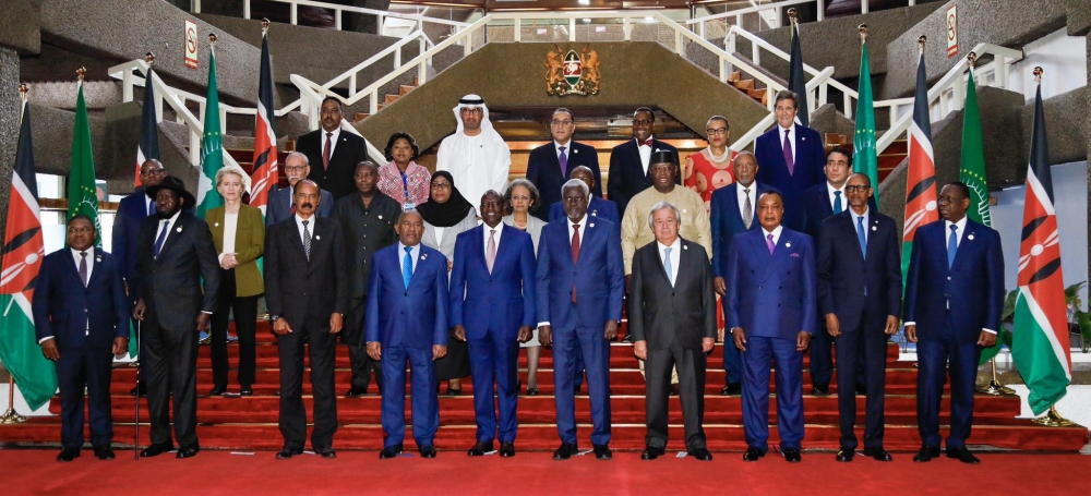  Heads of State pose for a photo after their opening session of the Africa Climate Summit  in Nairobi, Kenya on Tuesday, September 5. illage Urugwiro