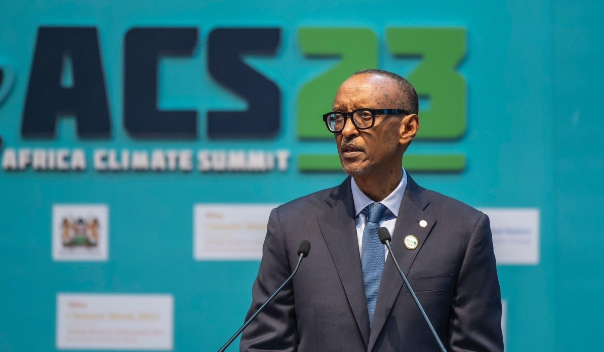 President Paul Kagame delivers remarks during the opening of the Heads of State session of the Africa Climate Summit  in Nairobi, Kenya on Tuesday, September 5. PHOTO BY VILLAGE URUGWIRO