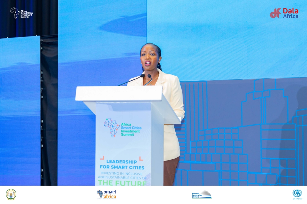 Paula Musoni Ingabire, Minister of ICT and Innovation speaking at Africa Smart City investment summit