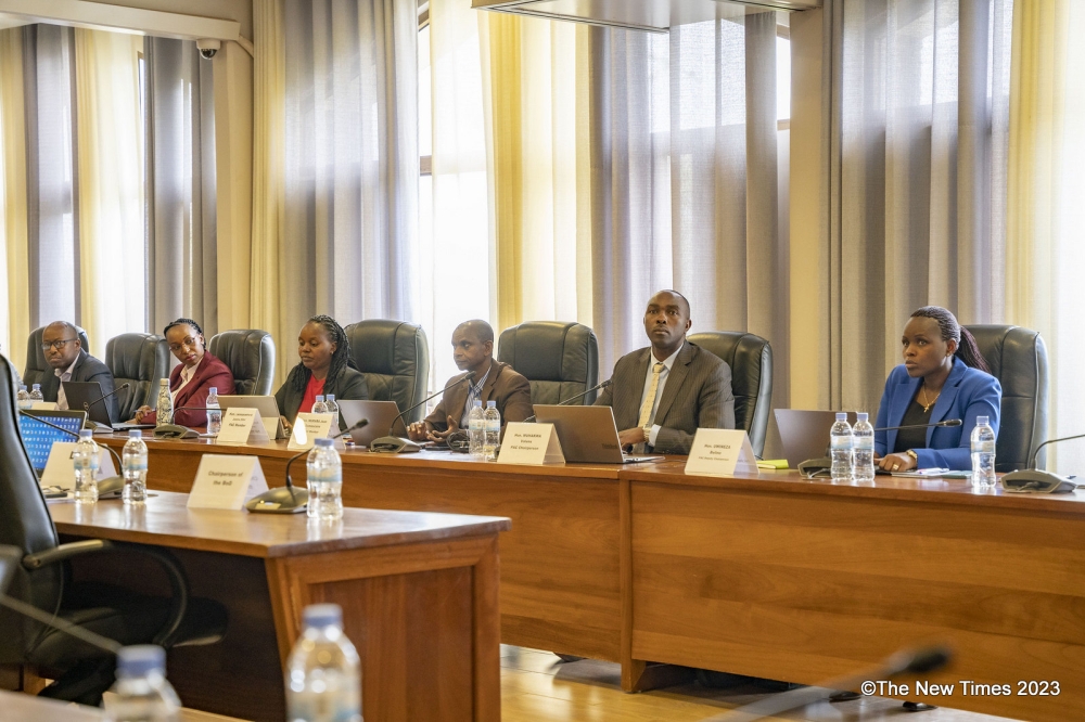 Members of the Public Accounts Committee (PAC) while hearing officials from the Rwanda Housing Authority on Wednesday, September 6. The parliamentary committee members  have expressed dissatisfaction with the persistent poor management of public funds. Emmy Dushimimana