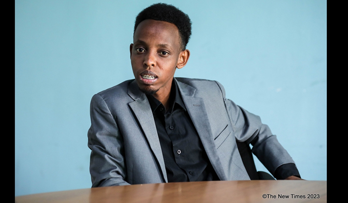 Bihozagara during an interview at The New Times on August 28, 2023. He developed a passion for music and became a member of the love ballad-focused musical group called New Voice. Photo by Dan Gatsinzi