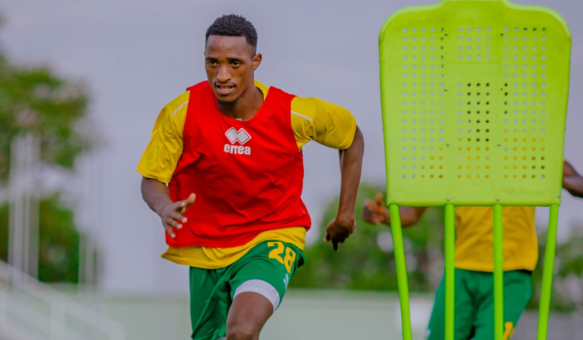 Gorilla FC midfielder Simeon Iradukunda during a training session with Amavubi. He is part of the 25-man squad summoned to face Senegal in the final AFCON qualifier at Huye Stadium on September 9-courtesy 