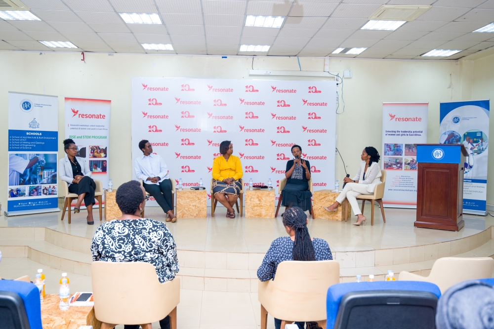 A panel discussion on how girls can excel STEM fields during the Rise and STEM launch at the College of Science and Technology.