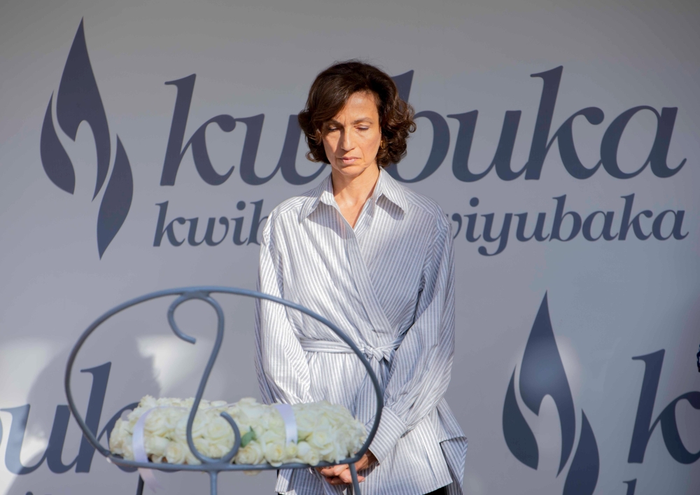 Audrey Azoulay, Director-General of the United Nations Educational, Scientific and Cultural Organization (UNESCO), pays tribute to victims of the Genocide against the Tutsi at Kigali Genocide Memorial on September 1. Courtesy
