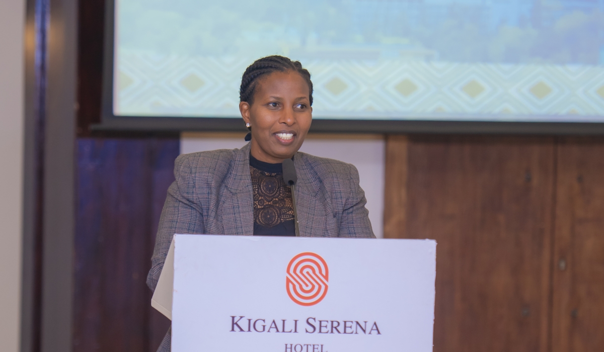 Juliet Kabera, Director General of REMA delivers remarks during the ceremony on September 7. She called for stronger partnerships, increased investment and shared responsibility to beat air pollution. Photo: Courtesy.