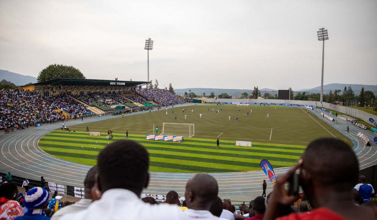 Football spectators follow the match between Rayon Sports and APR FC at Huye Stadium. The Stadium facelift is in jeopardy owing to the stalled renovation works. Photo by Olivier Mugwiza
