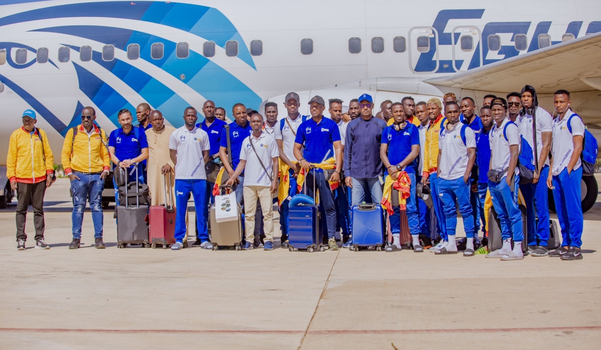 Rayon Sports players and staff on their arrival to Benghazi on Wednesday, September 13. Libyan side Al Hilal Benghazi and Rayon Sports have requested the Confederation of African Football (CAF) to postpone their match. Courtesy