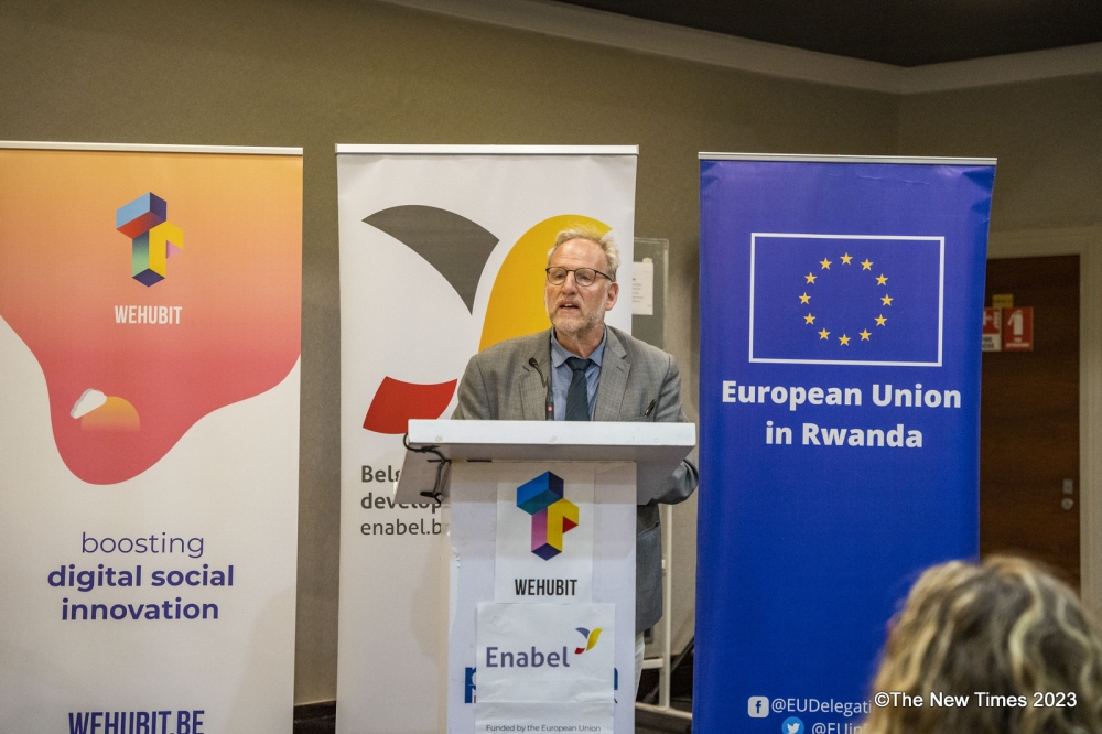 Jean-Michel Swalens, Head of cooperation at the Belgian Embassy highlighted that digital innovation is a catalyst for transformative change. All photos by Emmanuel Dushimimana