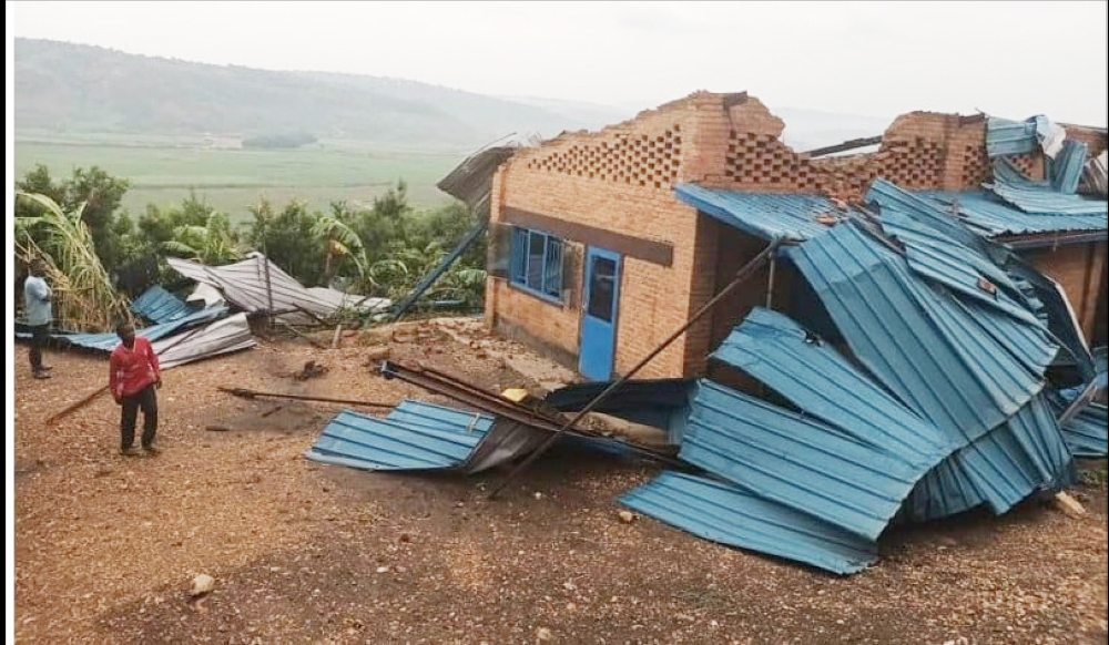 One of the houses that were destroyed by strong winds in Rwesero IDP model village located in Kigali sector of Nyarugenge district , on September 14