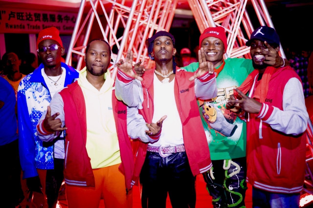 L-R: Dj Kavori, Dj Noodlot, Dj Lenzo, Dj Dallas and Dj Yolo pose for a picture after making it to the finals of Mützig Amabeats DJ competition on Saturday, September 16. Courtesy Photos.