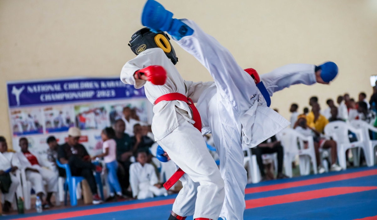 Kids in action during the game at the 2023 national children Karate championship that started Saturday, September 16, at Notre Dame des Anges school in Remera, Kigali. Photos by Dan Gatsinzi