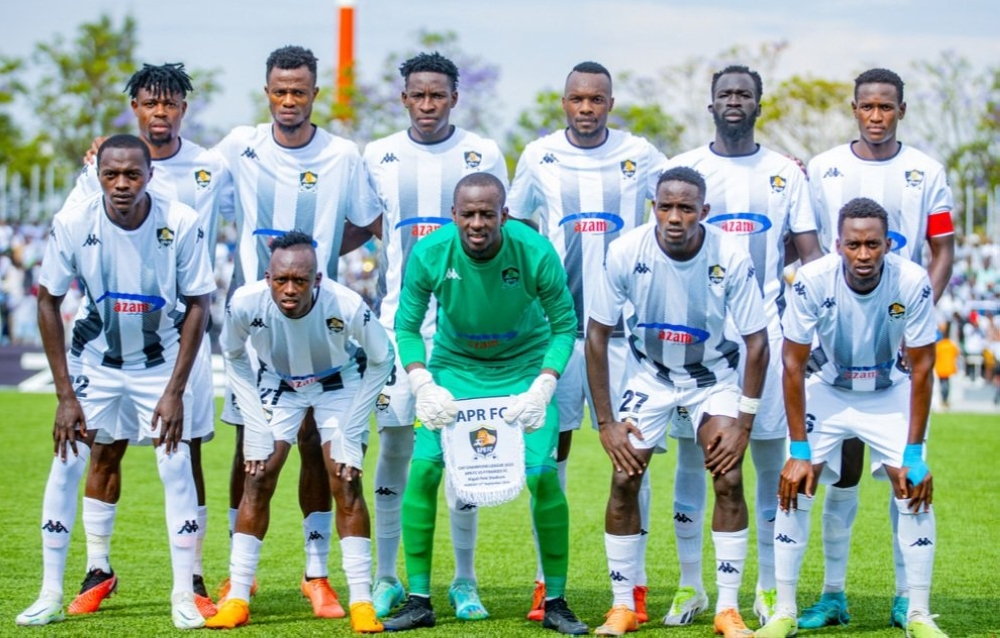 APR FC players before the first leg match against Pyramids at Kigali Pele stadium. Courtesy