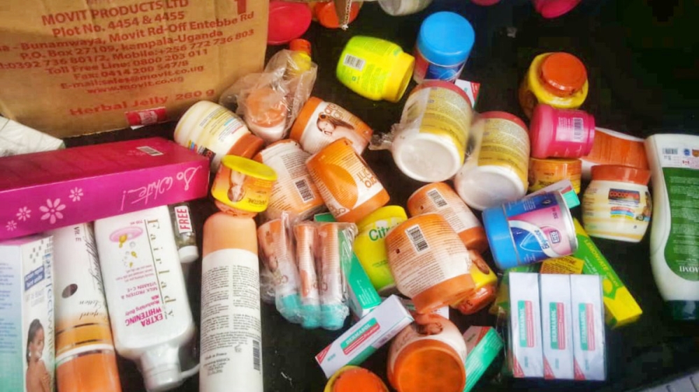 Some of over 130 body lotions, creams and soaps that were banned by Rwanda Food and Drugs Authority.File