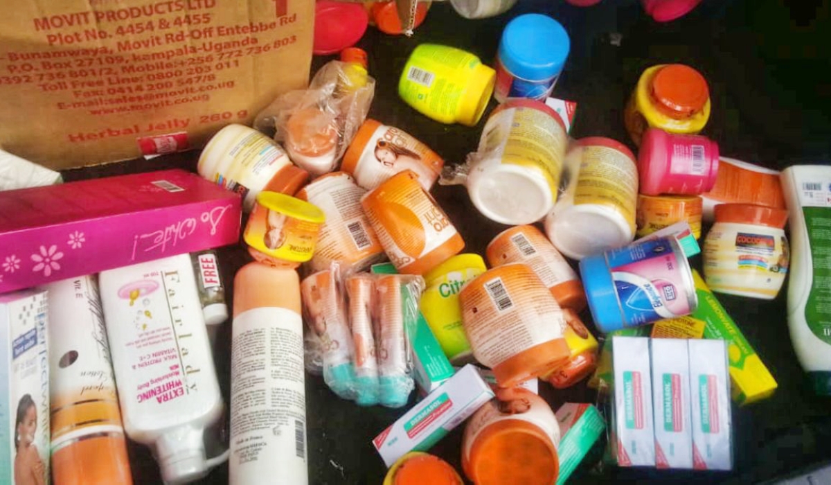 Some of over 130 body lotions, creams and soaps that were banned by Rwanda Food and Drugs Authority.File