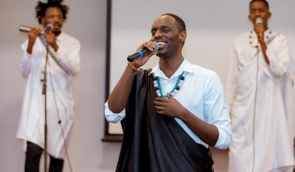 Victor Rukotana and his backup singers during a past show. The singer promises traditional music fans mesmerizing performances. Courtesy photo