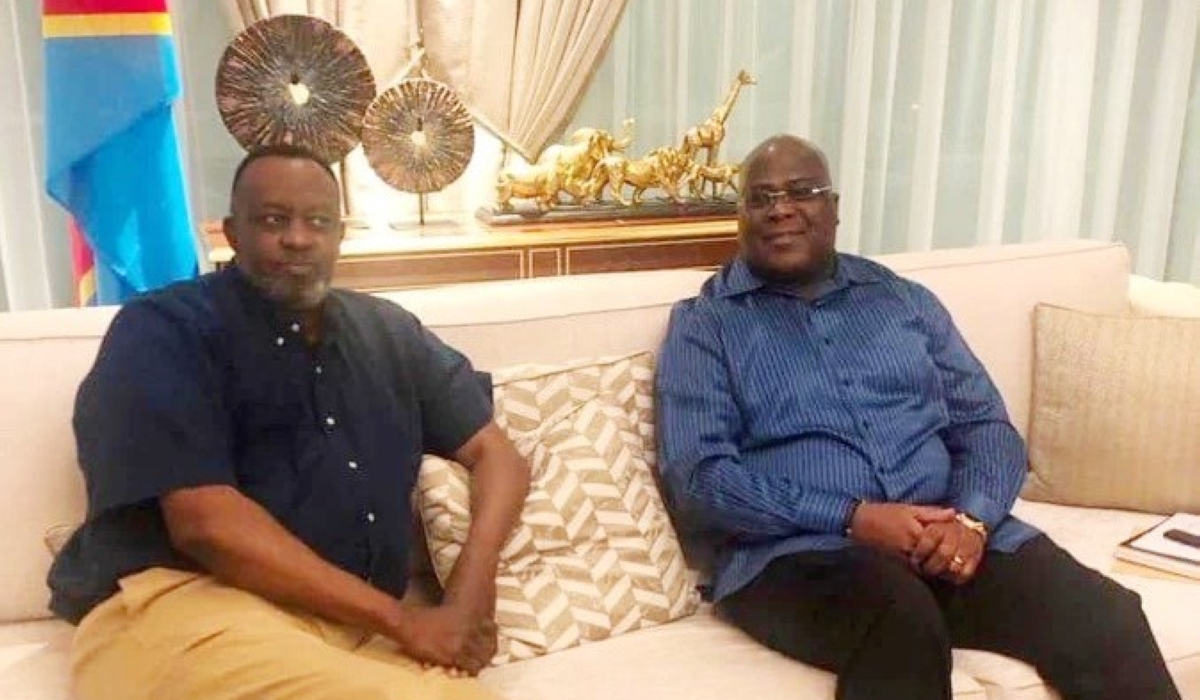 President Tshisekedi (right) meets with Rwandan fugitive Eugene Gasana in Kinshasa in May. The two held talks again in New York this week in an anti-Rwanda meeting that was also attended by Congolese first lady Denise and Rwandan exile Charles Kambanda, among others.