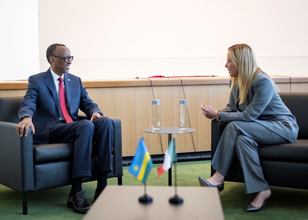 President Paul Kagame  meets with Prime Minister Giorgia Meloni of Italy in New York, on Thursday, September 21. Photo by Village Urugwiro