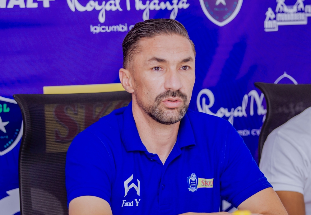 Head coach Yamen Zalfani speaks to journalists during a news briefing on Friday. Yamen is optimistic that his team will eventually qualify and feature in the group stage of CAF Confederation Cup