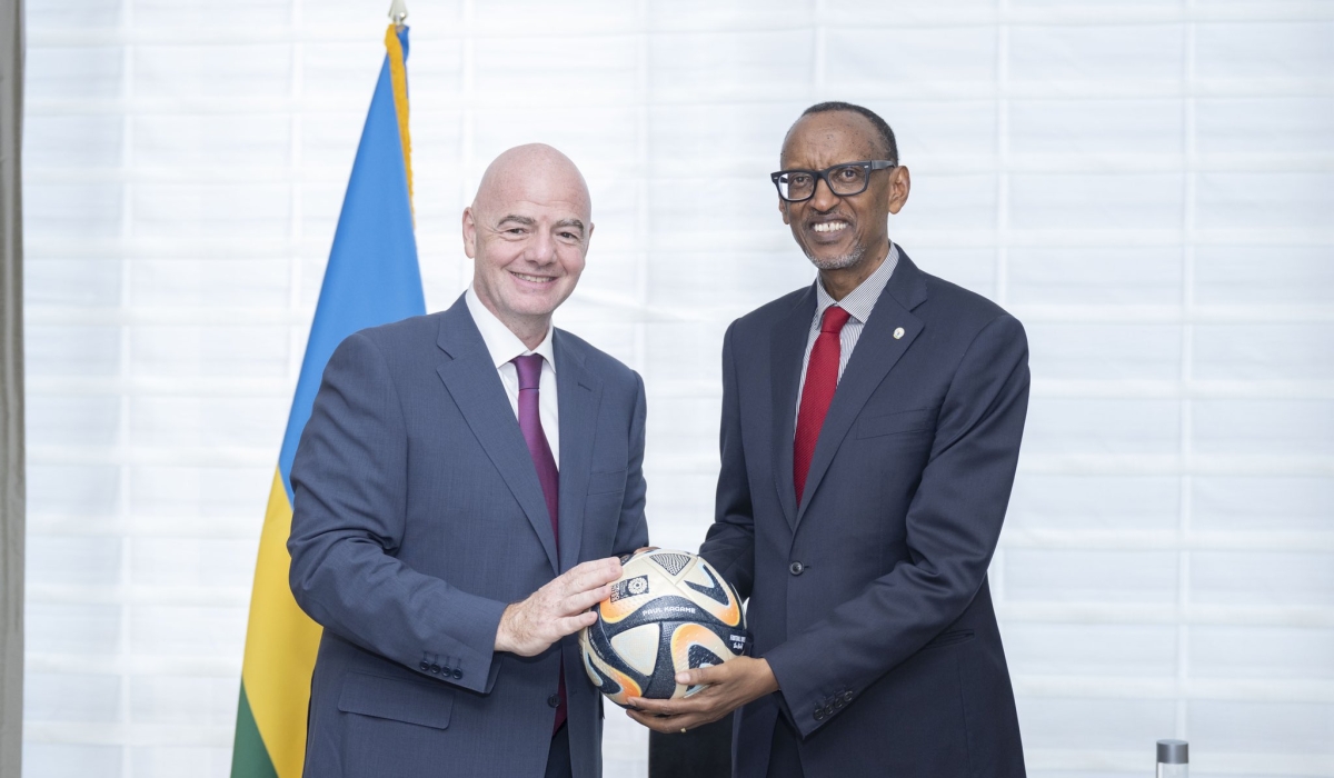 President Paul Kagame and FIFA President Gianni Infantino during their meeting  to discuss FIFA’s partnership with Rwanda in football development, in New York. Photo by Village Urugwiro