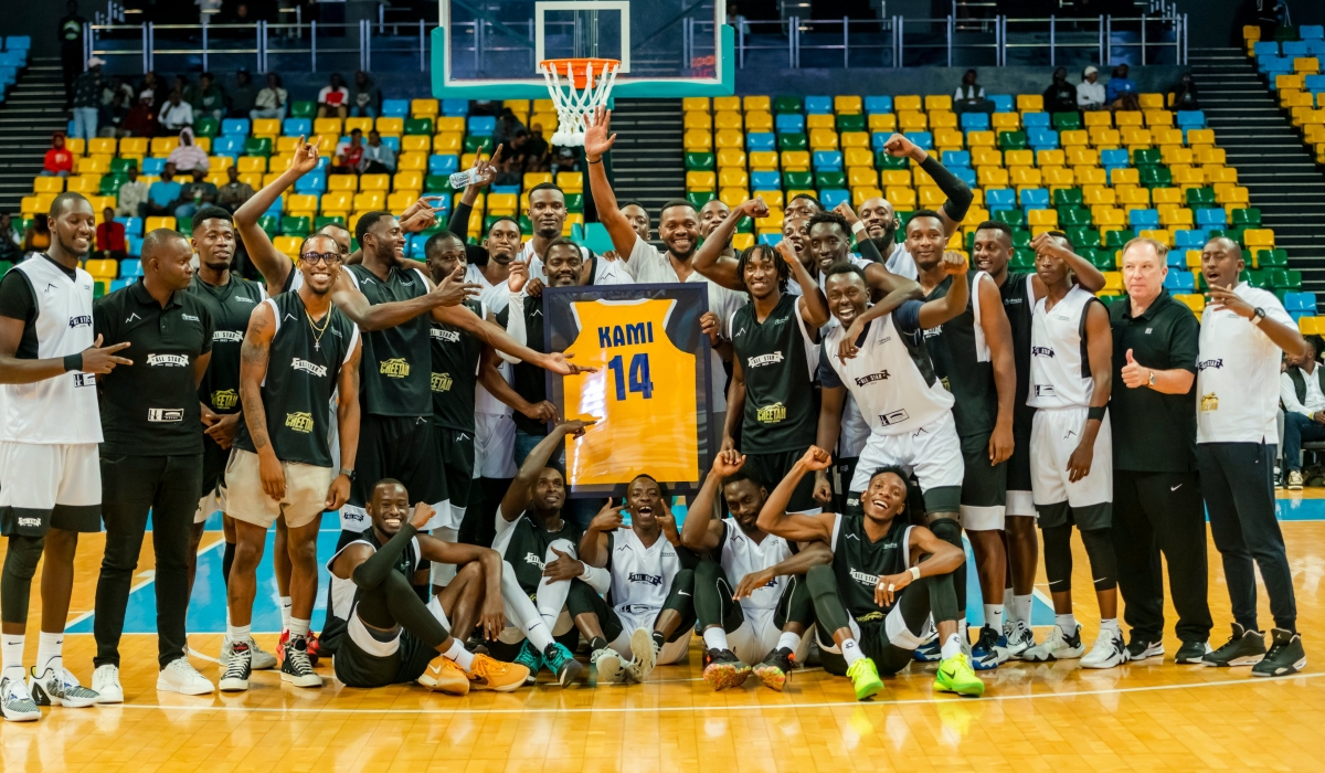 All star players pose for a photo with Kabange as he announced his retirement during the 2023 all-star game at BK Arena. Courtesy